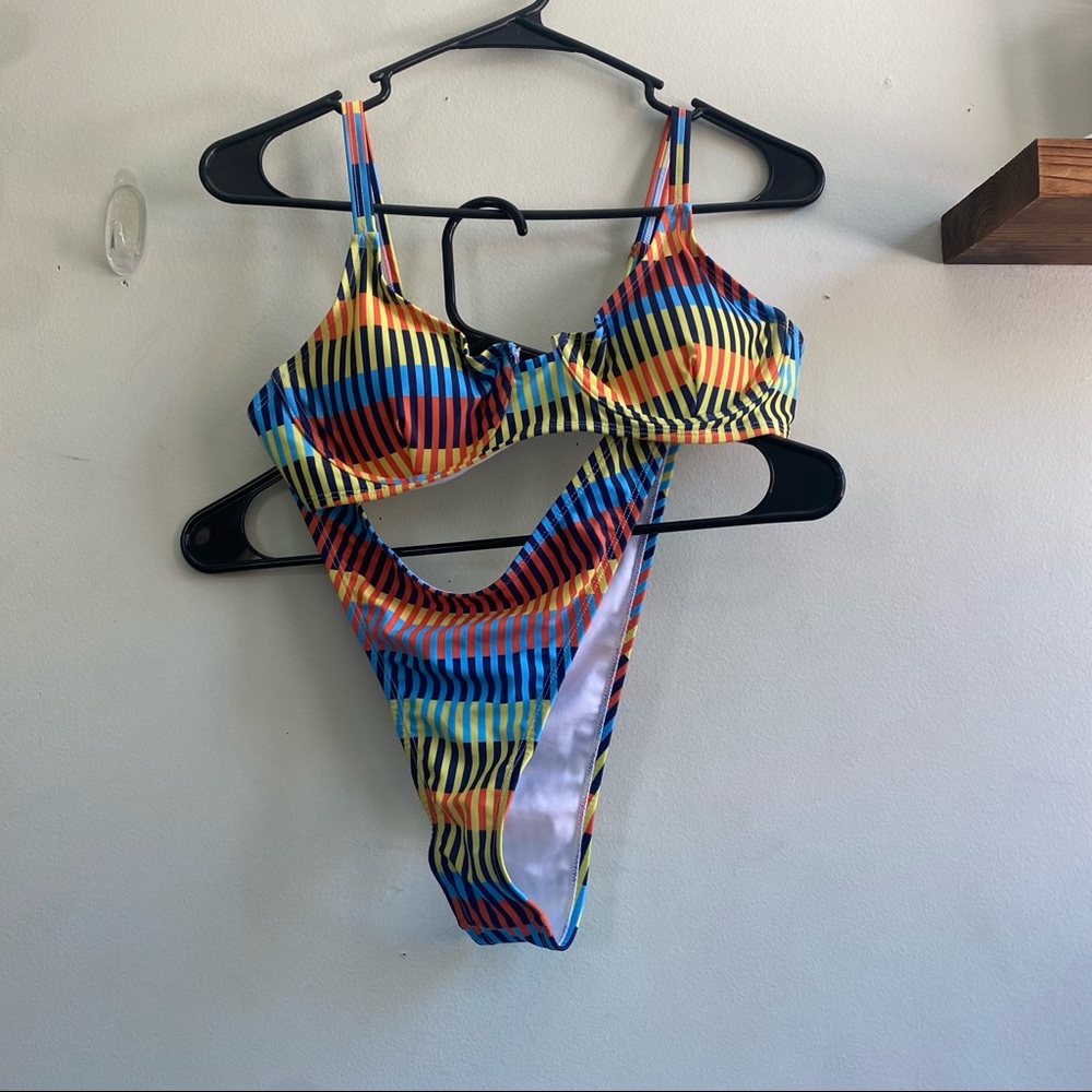SHEIN striped underwire Bikini SET